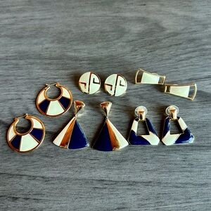 Vintage Monet Geometric Earrings Set